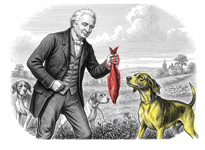 красная селедка, желтая собака